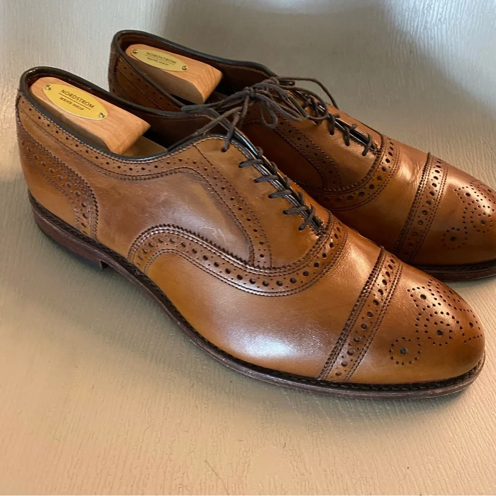 Allen Edmonds Strand brown leather Cap Toe Oxfords derby shoes men 10